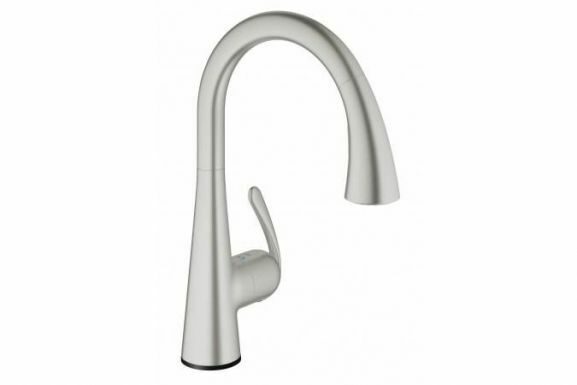Сенсорный смеситель Grohe Zedra Touch 30219DC1 для кухни с выдвижным изливом сталь матовый, батарея