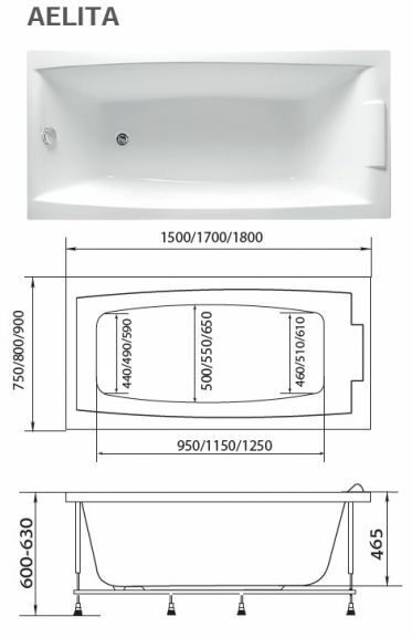 Акриловая ванна MarkaOne Aelita 150х75