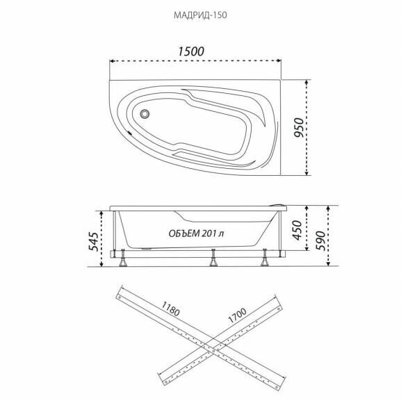 Акриловая ванна Triton Мадрид 150х95 R