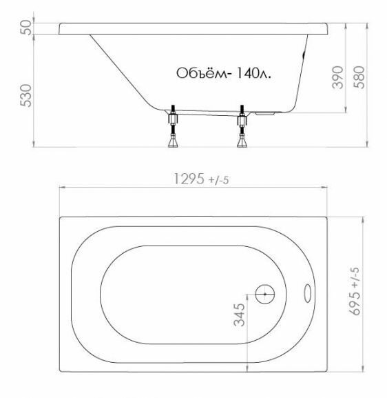 Акриловая ванна Triton Стандарт 130х70