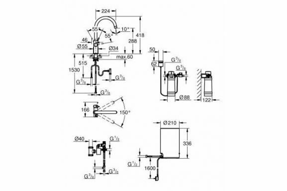 Смеситель Grohe Red Duo New 30083001 для кухни с водонагревателем